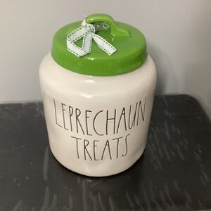 Rae Dunn canister leprechaun treats